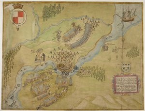 Colour drawing of the battle of Ballyshannon