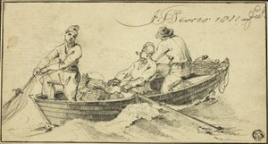Three Fishermen in a Boat by John Thomas Serres
