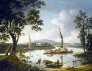 View of the Thames in Shillingford, with Dorchester Abbey on the Horizon by John Thomas Serres