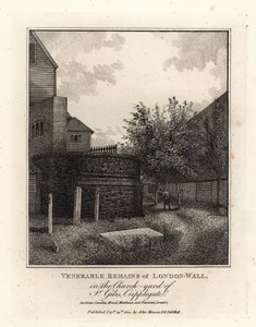 Remains of the Roman London Wall in the Churchyard of St Giles, Cripplegate by John Thomas Smith