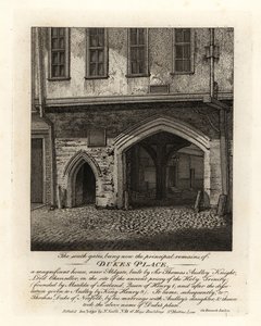 The ruins of the South Gates of Dukes Place, built by Sir Thomas Audley near Aldgate by John Thomas Smith