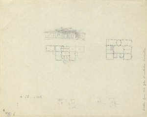 Elevation and Floor Plan for Large House by John Trumbull