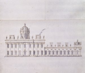 Castle Howard, Yorkshire: A Schematic pencil Sketch showing the Development of the Forecourt Wings, c.1699 by John Vanbrugh