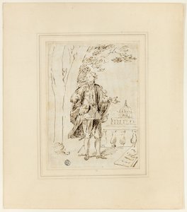 Full Length Portrait of a Man Standing near Balustrade by John Vanderbank