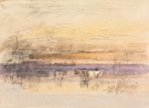 Cattle Watering at Sunset by John Varley