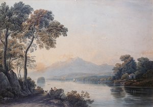 Figures with a Dog on the Banks of Lake Killarney by John Varley