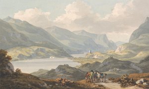 The Lakes of Llanberis from the Road from Caernarfon Going to Llanberis, Caernarfonshire by John Warwick Smith