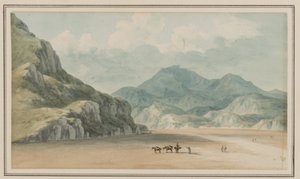 View on the Fraeth Mawr Sands, towards Snowdon, on crossing them between Penmorsa & Cynant, Merionethshire, 21 July 1795 by John Warwick Smith