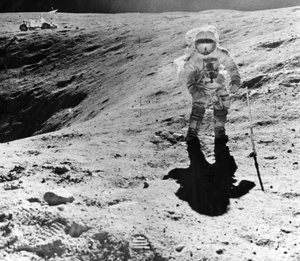 Charles Duke Collecting Samples at the Descartes Landing Site During the Apollo 16 Mission