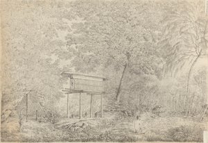 A Toopapapoo of a Chief, with a Priest Making His Offering to the Morai, in Huoheine