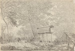 A Toopapapoo of a Chief, with a Priest Making His Offering to the Morai, in Huoheine