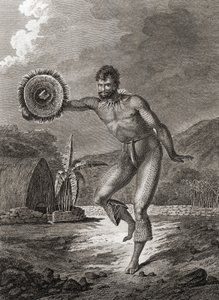 A Tattooed Dancer in Traditional Costume, Hawaii, 1778