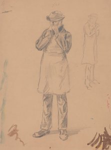Caricature of Himself and of E. A. Abbey (recto); Two Studies of a Standing Man (verso) by John White Alexander