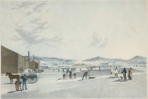 Rockland Lake - Cutting Ice. View From the North East, pub. 1849