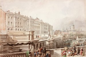 Somerset House and St Pauls from Waterloo Bridge by John Wilson Carmichael