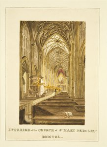 View of Centre Aisle of St Mary Redcliffe, Looking East, Showing the Hogarth Altarpiece, c.1824 by John Withers