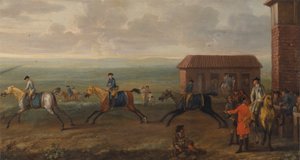 Lord Portmore Watching Racehorses at Exercise on Newmarket Heath by John Wootton