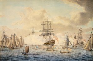 George III reviewing the fleet at Spithead, 22 June 1773, depicting HMS 