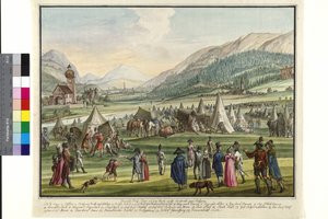 Imperial Russian Encampment on the Neurauth at Innsbruck 1799 by Jokob Placidus Altmutter