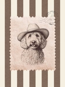 Cowboy Poodle Stamp by Jolly and Dash