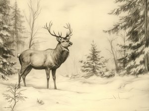 Majestic Winter Stag