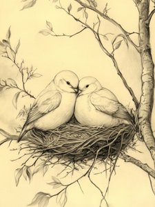 Nesting Love Birds by Jolly and Dash