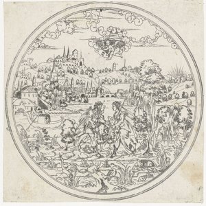 Diana and Endymion (Bottoms of Bowls: Landscapes with Biblical and Mythological Scenes series) by Jonas Silber
