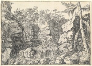 A Waterfall between Rocky Cliffs by Jonas Umbach