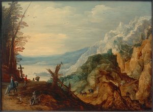 Mountain Landscape with Travelers