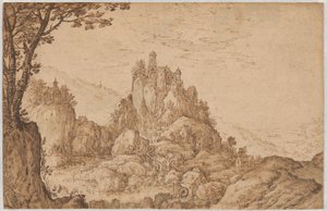 A Castle on a Crag in a Mountainous Landscape by Joos de Momper II