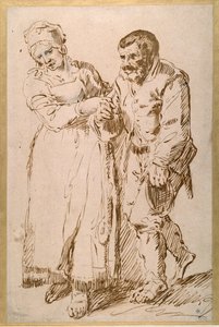 The steps of an elderly peasant guided by his wife by Joos van (attr. to) Craesbeeck