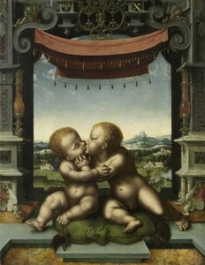 The Infants Christ and Saint John the Baptist Embracing by Joos van Cleve
