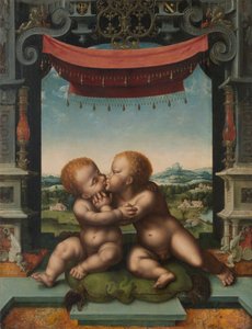 The Infants Christ and Saint John the Baptist Embracing, 1520-25 by Joos van Cleve