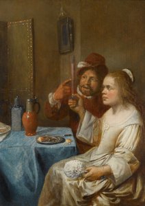 A couple drinking wine by Joos van Craesbeeck