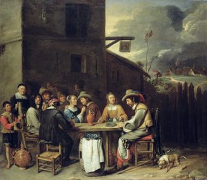 Companions Carousing in front of a Tavern by Joos van Craesbeeck