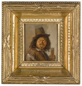 Portrait of a man clasping a drink by Joos van Craesbeeck