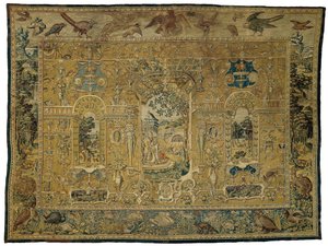 Grotesque Tapestry with Nebuchadnezzar and the Three Young Men in the Fire by Joost van Herseele