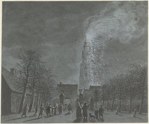 Fire in the Church Tower in Amersfoort