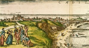 Cadiz, Spain, etching after a drawing by Joris Hoefnagel