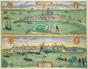 Map of Rotterdam and Gouda, from 