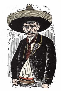 Emiliano Zapata, Mexican revolutionary. Xylography by Jose Guadalupe Posada