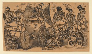 Skeletons Calaveras Riding Bicycles