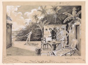 Woman with Rope Asking Men for Help by Jos Wins (signed by artist)