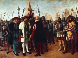 The French King Francois I in the Port of Valencia by Jose Bru Albinana