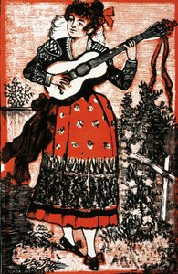 Cover of a Songbook Representing a Mexican Woman with a Guitar by José Guadalupe Posada