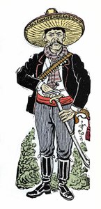 Portrait of Amador Salazar During the Mexican Revolution of 1910. Xylography by Jose Guadalupe Posada