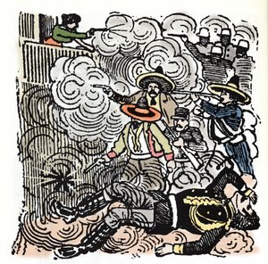 The Mexican Revolution (1910-1920): assault on the house of Aquiles Serdan (1876-1910). Xylography by Jose Guadalupe Posada (1852-1913).