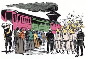 The Mexican Revolution: deportation of workers in the Valle Nacional, circa 1908 - Xylography by Jose Guadalupe Posada by José Guadalupe Posada