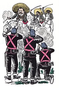 The Mexican Revolution: the fight of the federals against the revolutionary troops of Emiliano Zapata