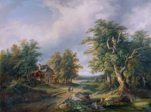 Farmstead on a Forest Road by Josef Altenkopf